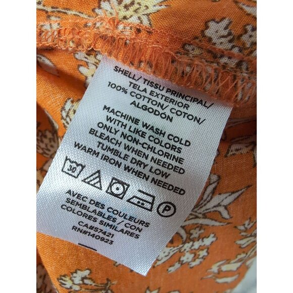 Loft Midi Dress S Petite Orange Floral Cottagecore Prairie 3/4 Sleeve V-Neck - Picture 7 of 9